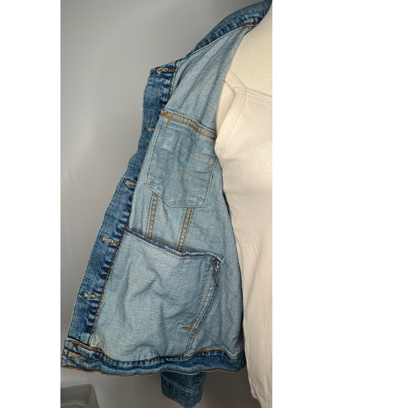 Levi's denim Trucker jacket medium wash button up red tag women's pockets 3X - Picture 12 of 14